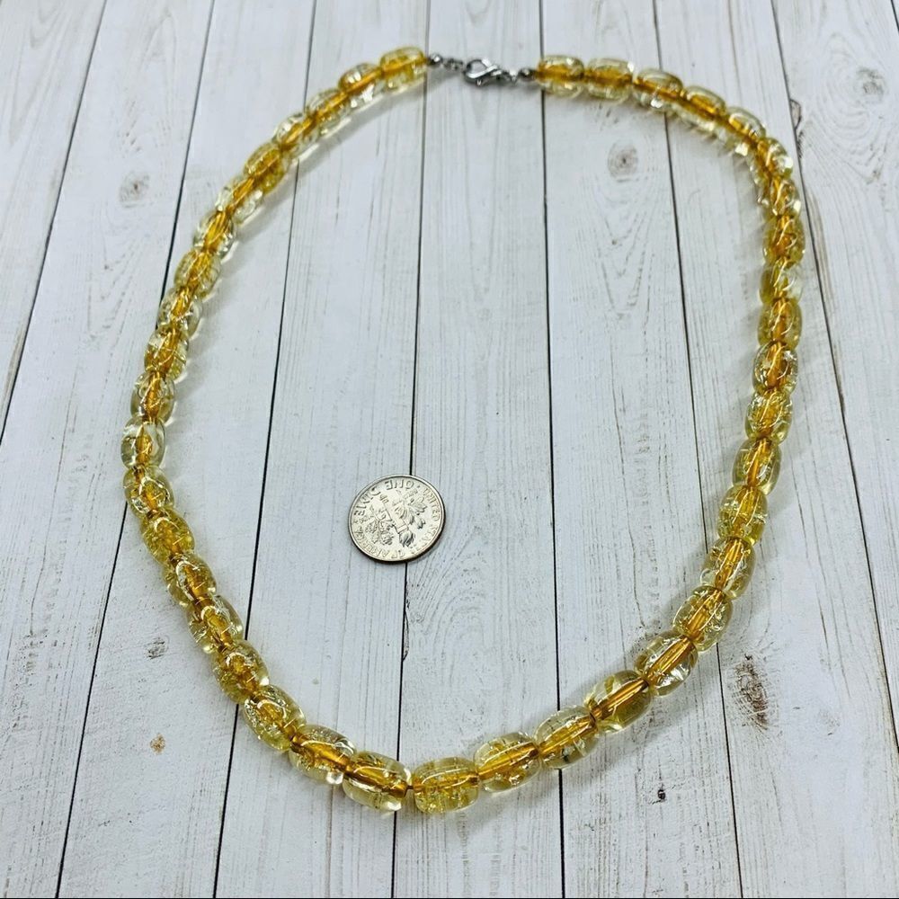 Yellow Glass Bead Necklace‎
